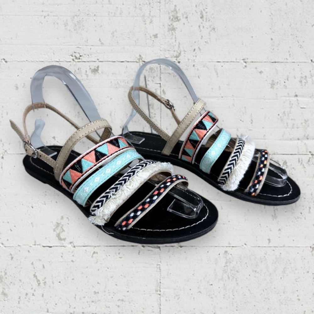Restricted Fringe Braid Strappy Sandals